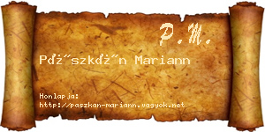 Pászkán Mariann névjegykártya